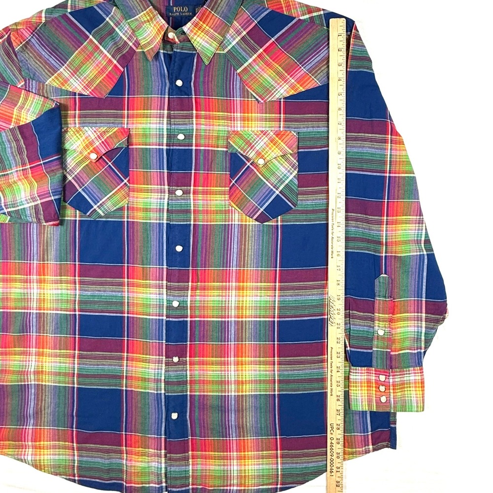 NWT Polo Ralph Lauren Mens 3XB Plaid COLORFUL Indian Madras Western Snap Shirt - Picture 5 of 9